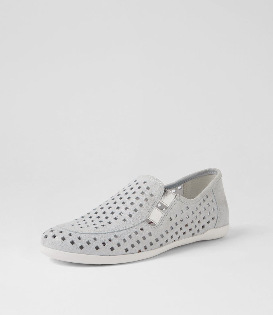 Lyona W Ice Tweed Silver Leather Elastic Loafers