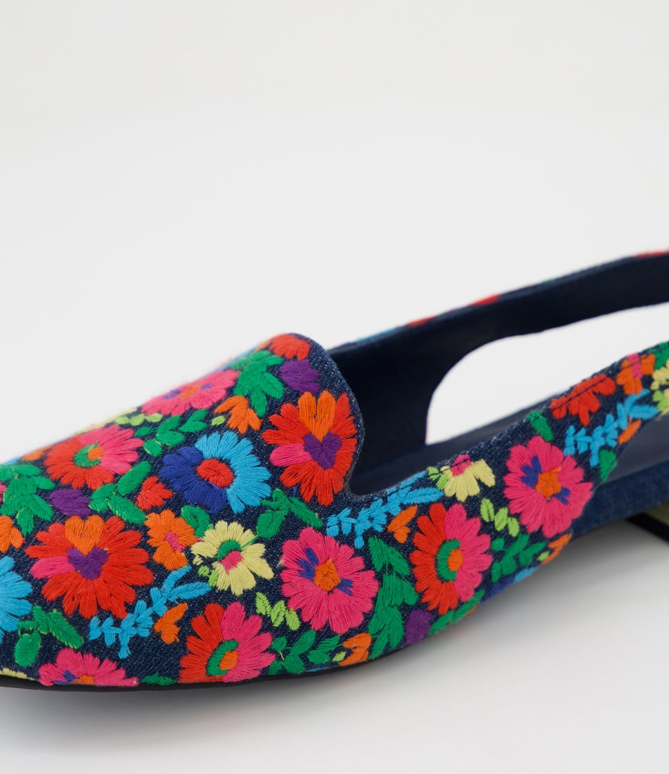 Falak Navy Bright Fabric Slingbacks