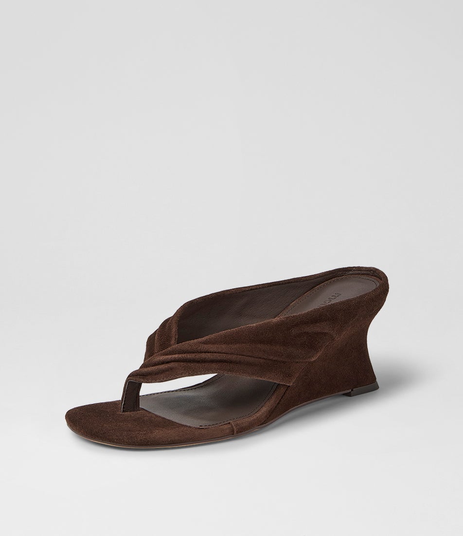 Febbe Dark Brown Suede Sandals