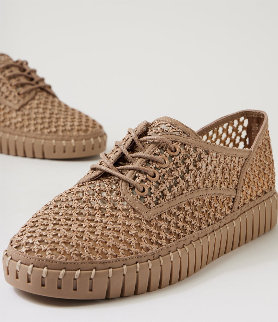 Hamburger Cocoa Syn Raffia Leather Sneakers