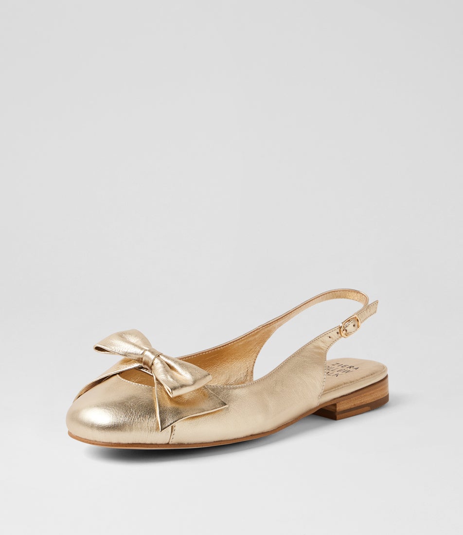 Deloe W Pale Gold Leather Slingbacks