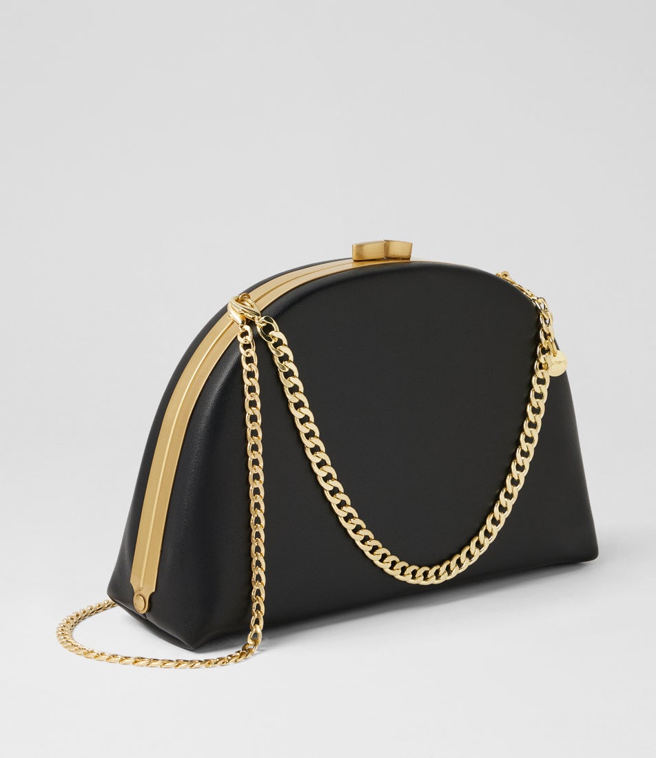 Celeste Curved Black Clutch
