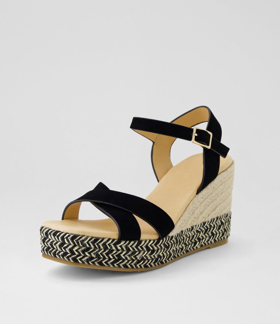 Fellie Black Multi Microsuede Sandals