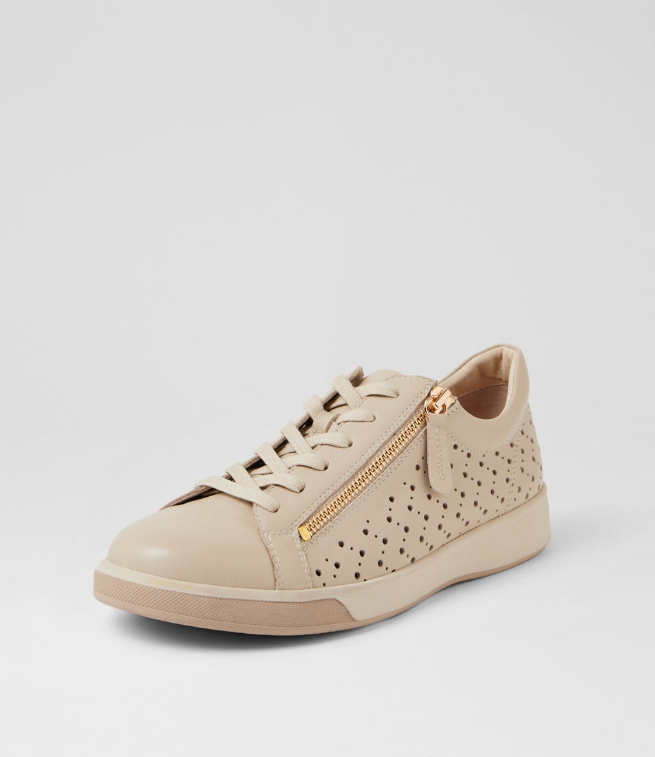 Aurie Xf Almond Camel Leather Sneakers