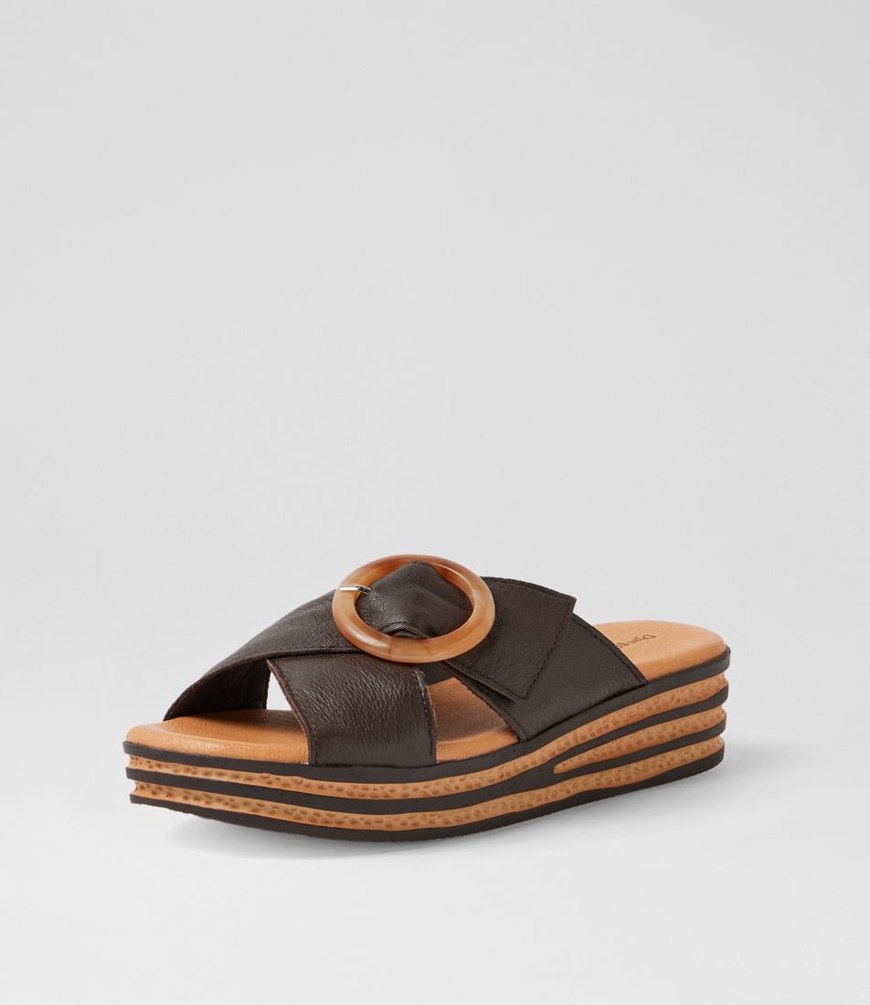 Coveta Choc Leather Slides
