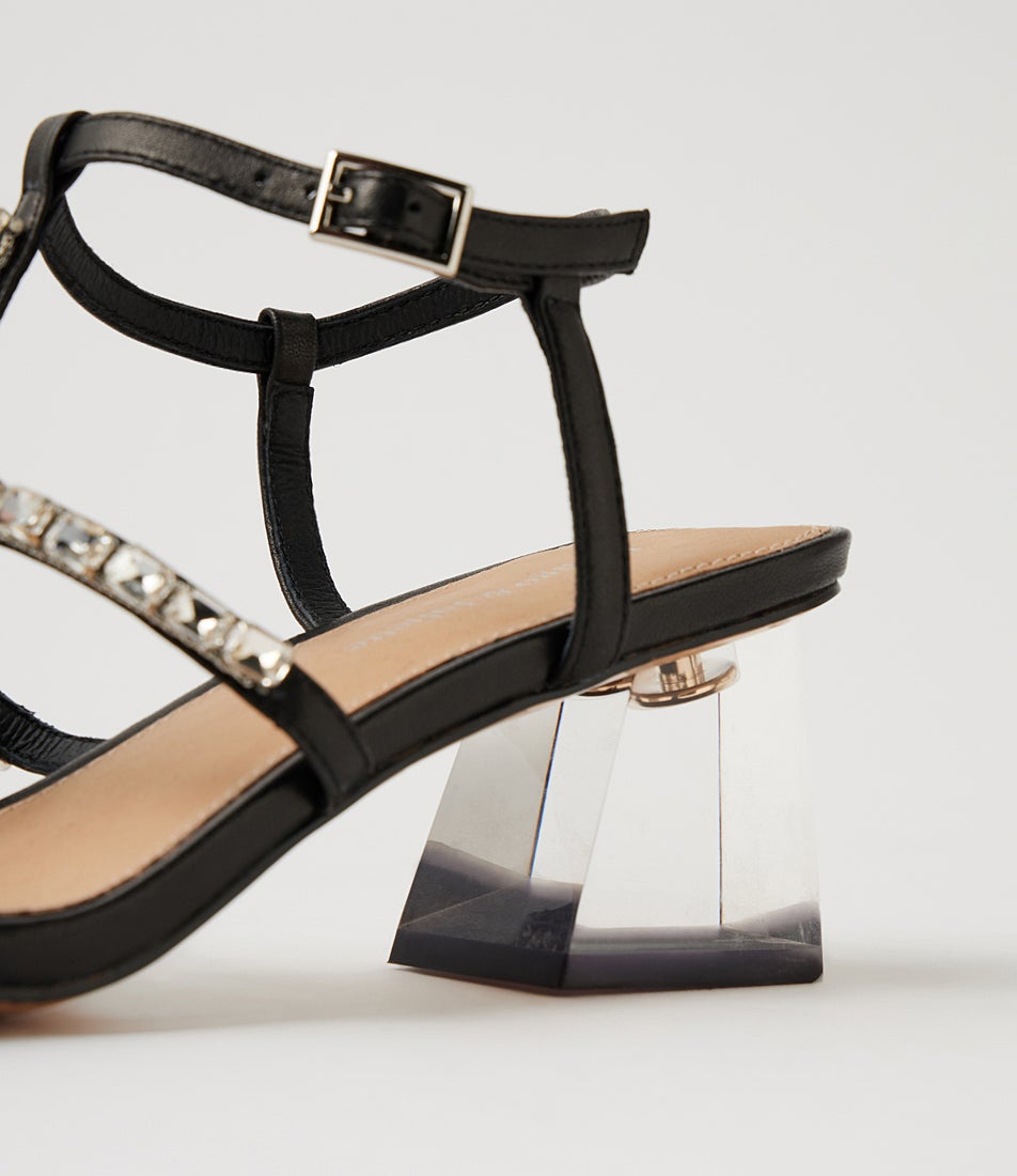 Medaro Black Leather Sandals