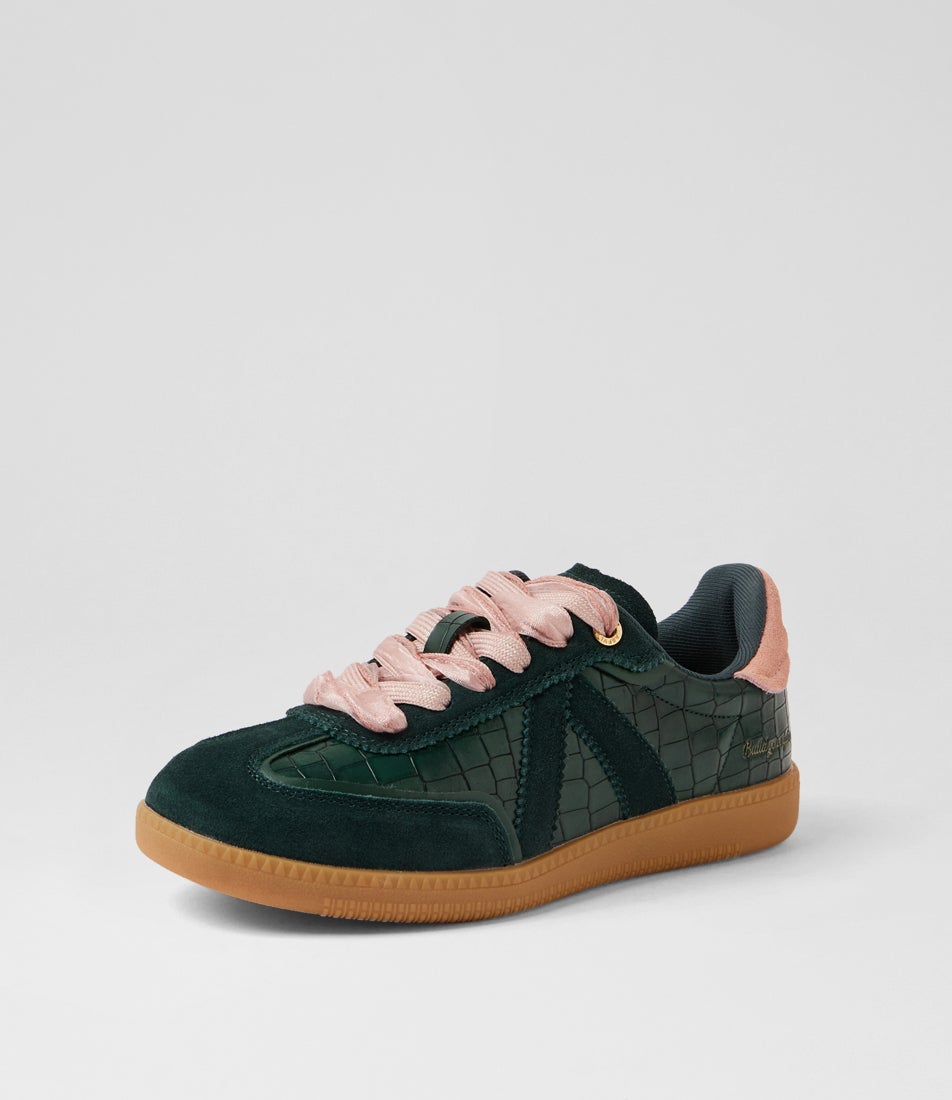 Elite Classic Croc Green Pink Suede Sneakers