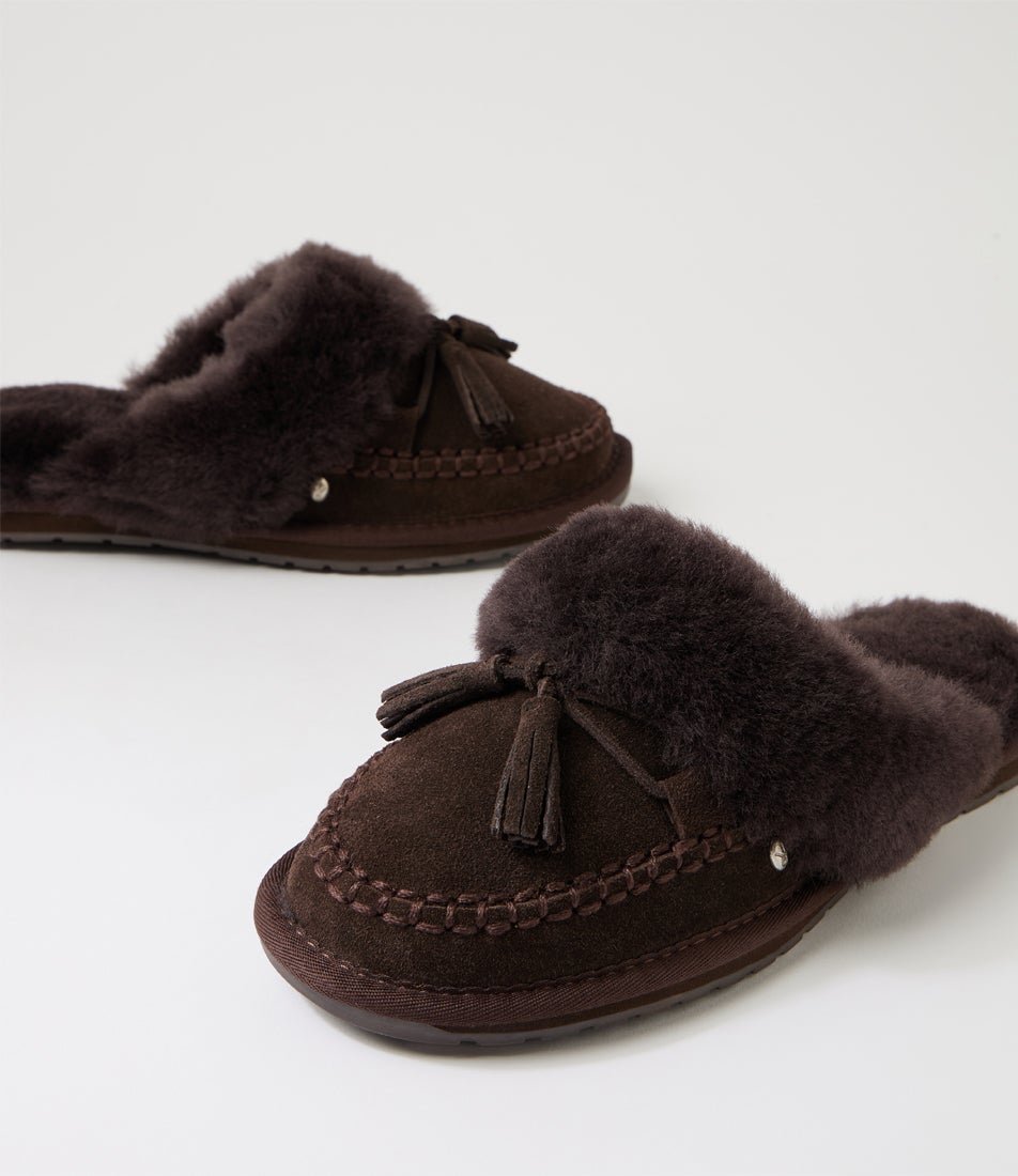 Tahnee Chocolate Suede Slippers