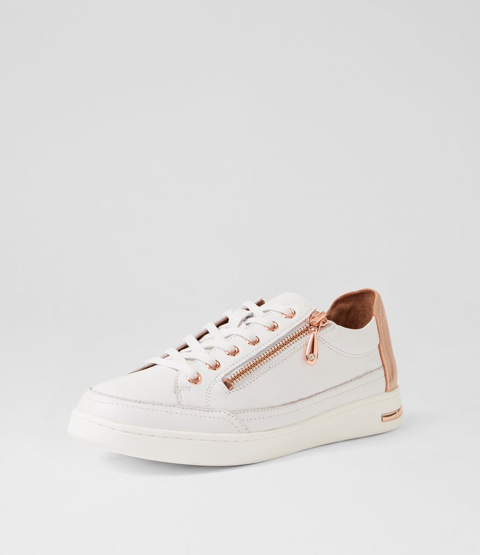 Catorina White Rose Gold Multi Lace Up Sneakers