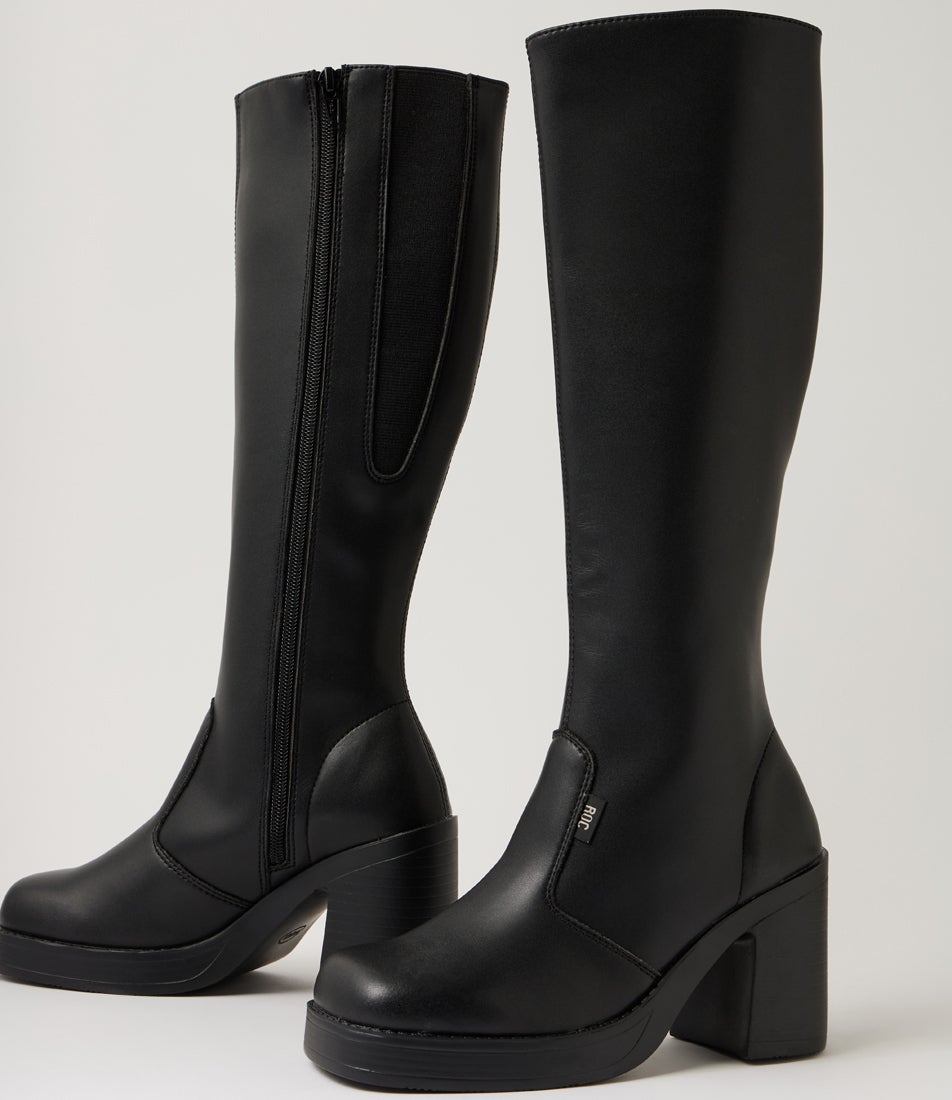 Idaho Black Vegan Leather Knee High Boots