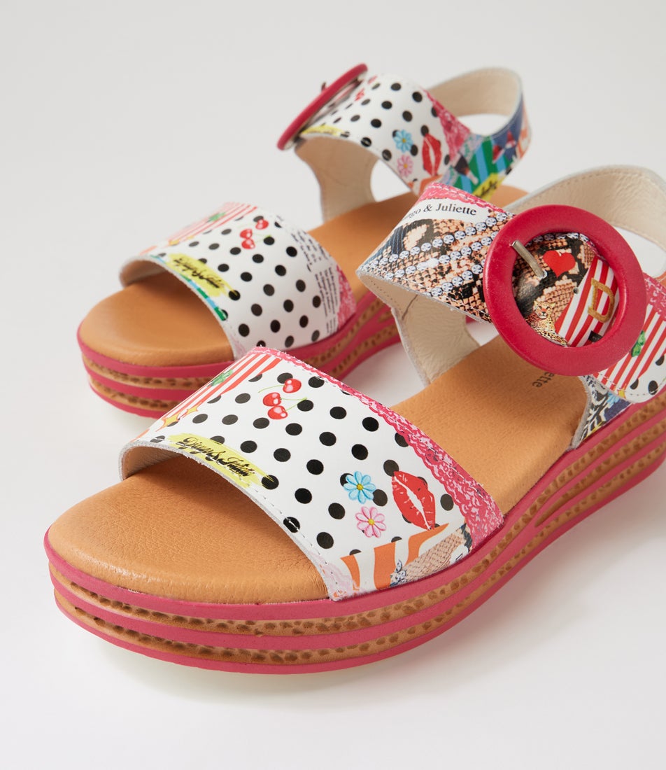 Cubbie Collage 2 Print Leather Sandals
