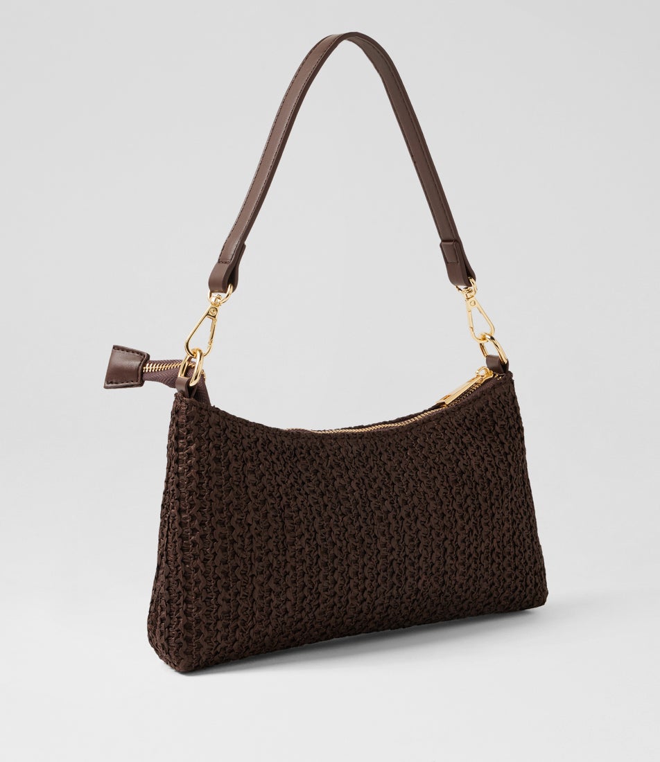 Stacci Chocolate Raffia Handbag