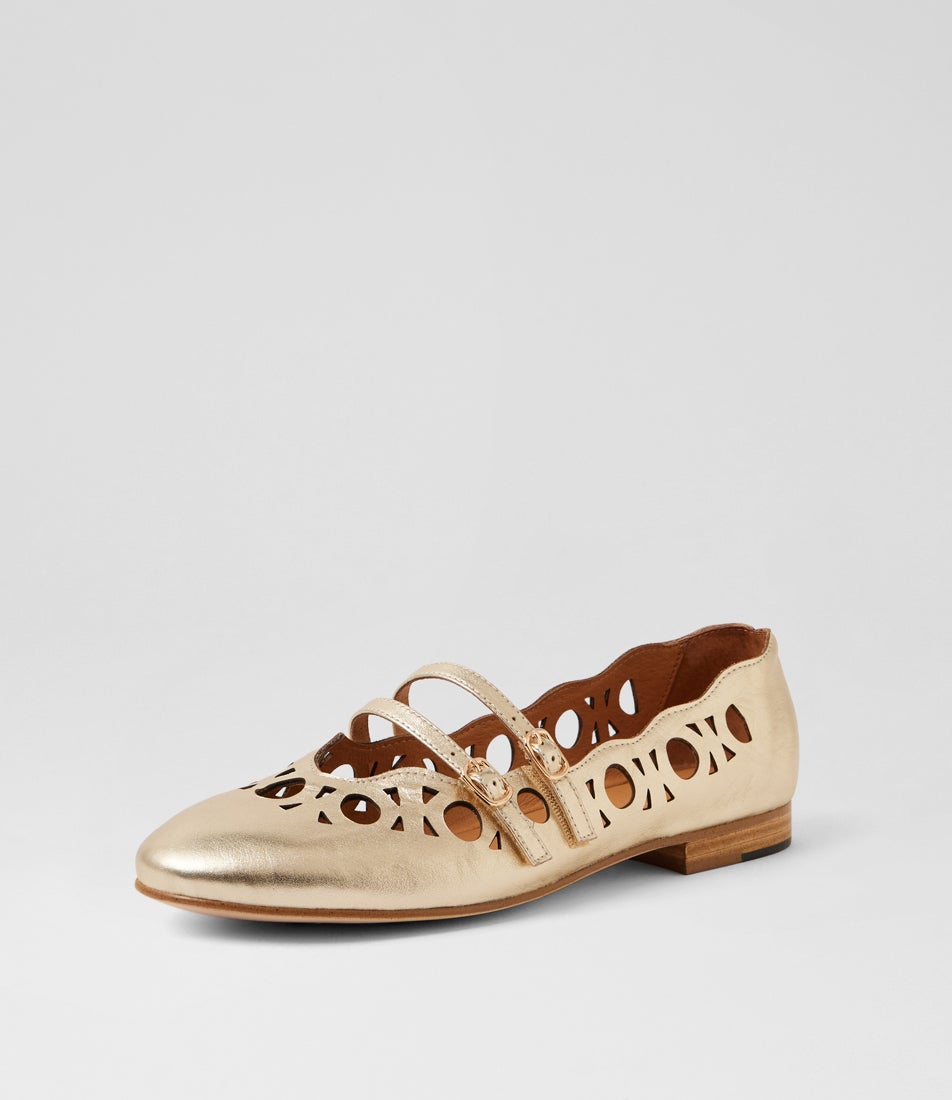 Unagh Gold Leather Ballet Flats