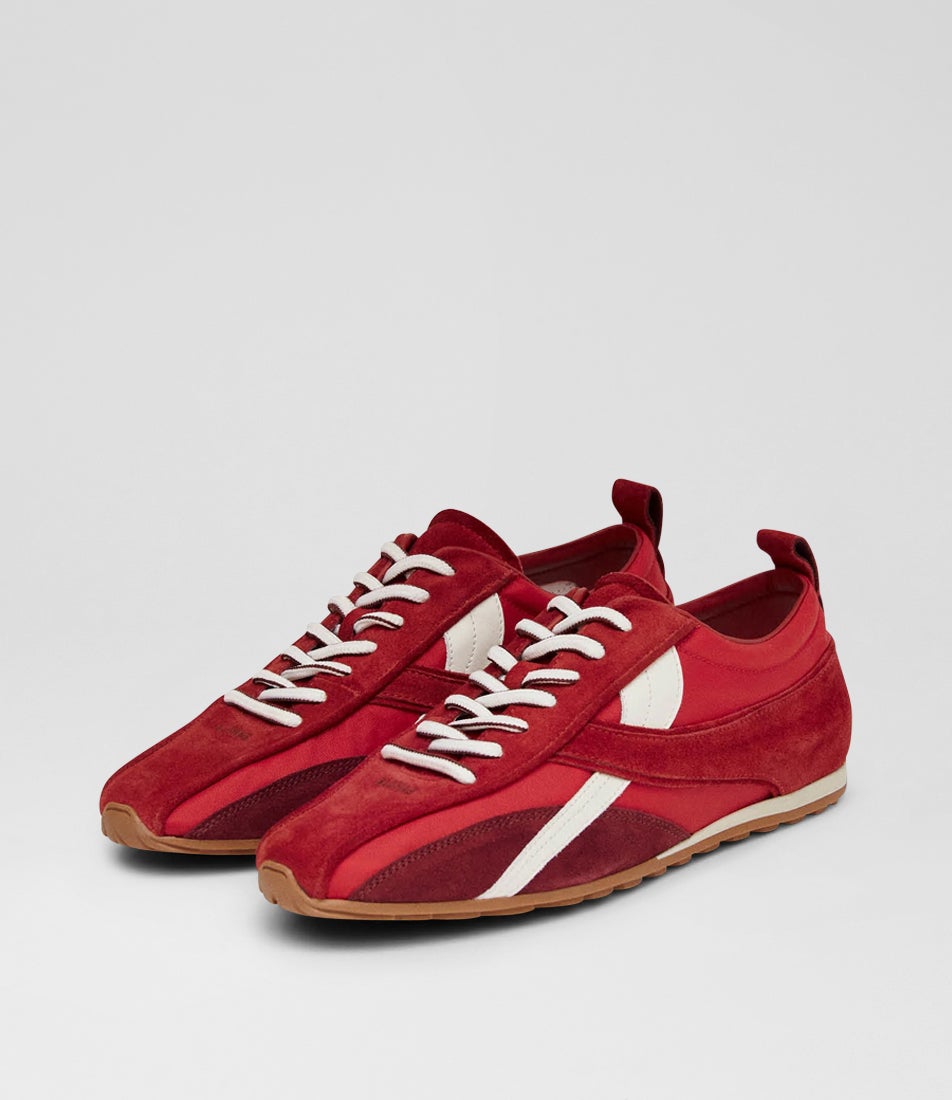 Tb 304 Nylon Red Leather Sneakers