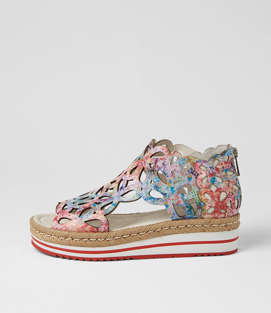 Adely Red Multi Leather Sandals