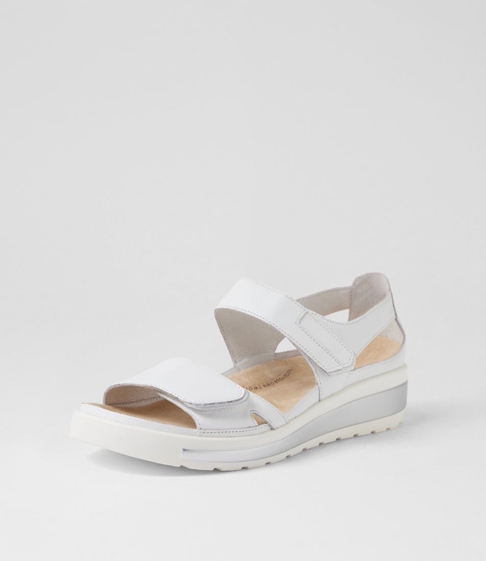 Gedd W White Silver Leather Sandals