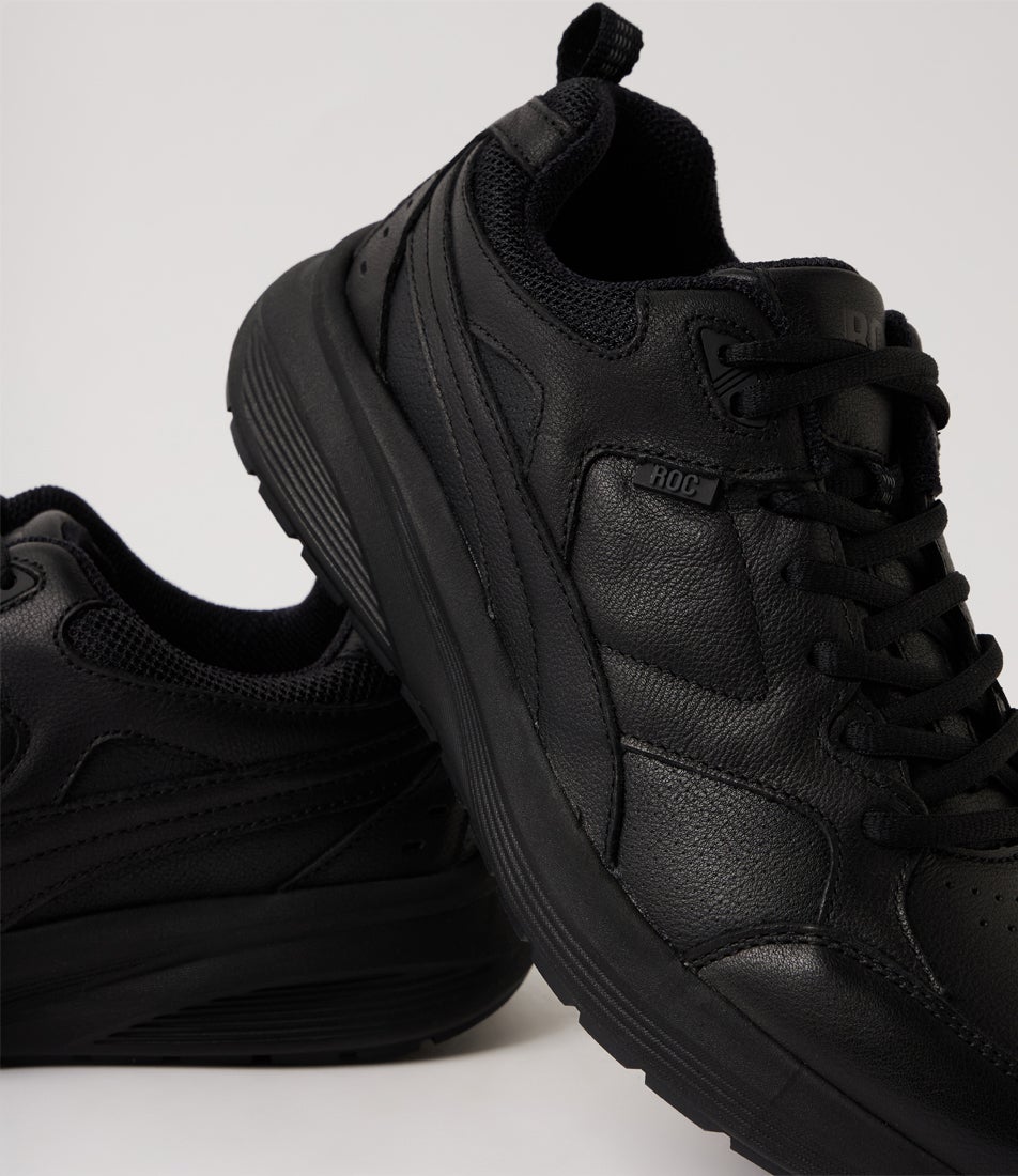 Vector Senior Black Leather Lace Up School Shoes