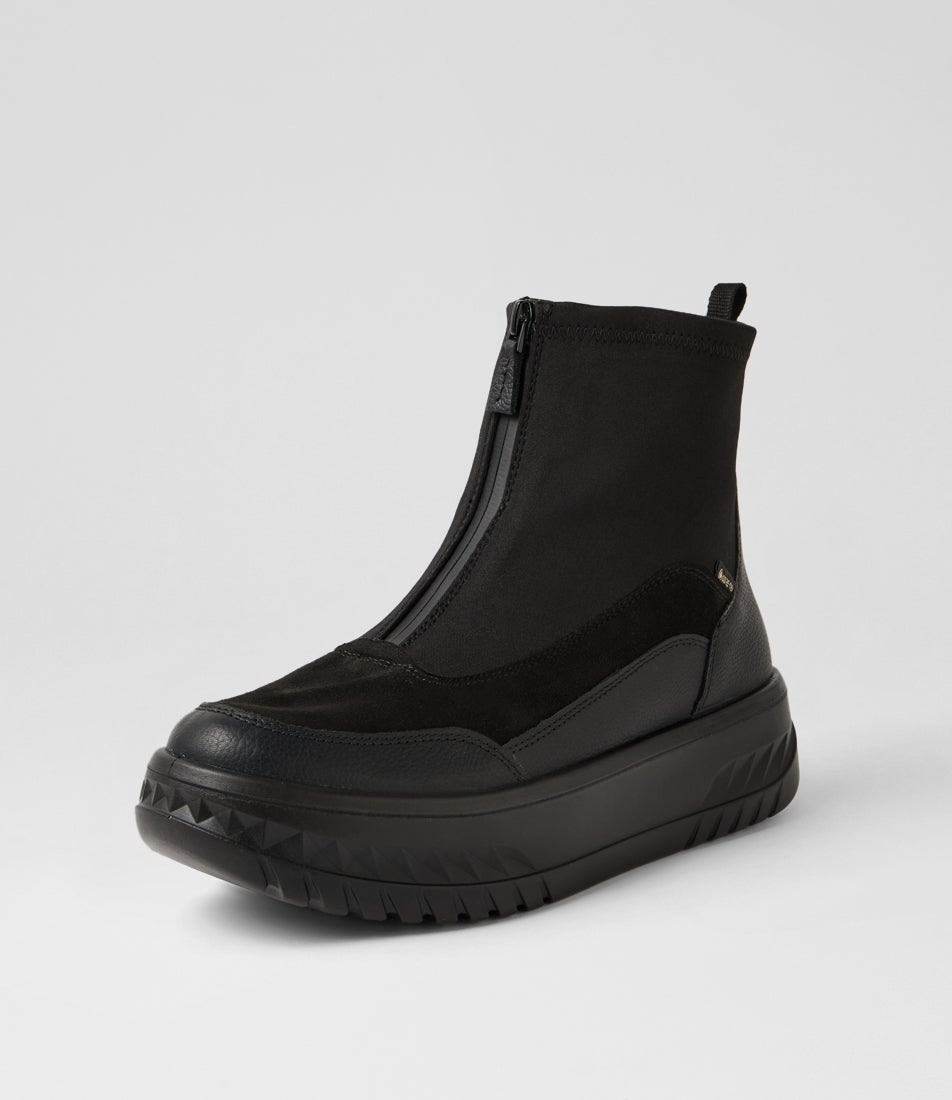 Monaco 8 Black Leather Ankle Boots