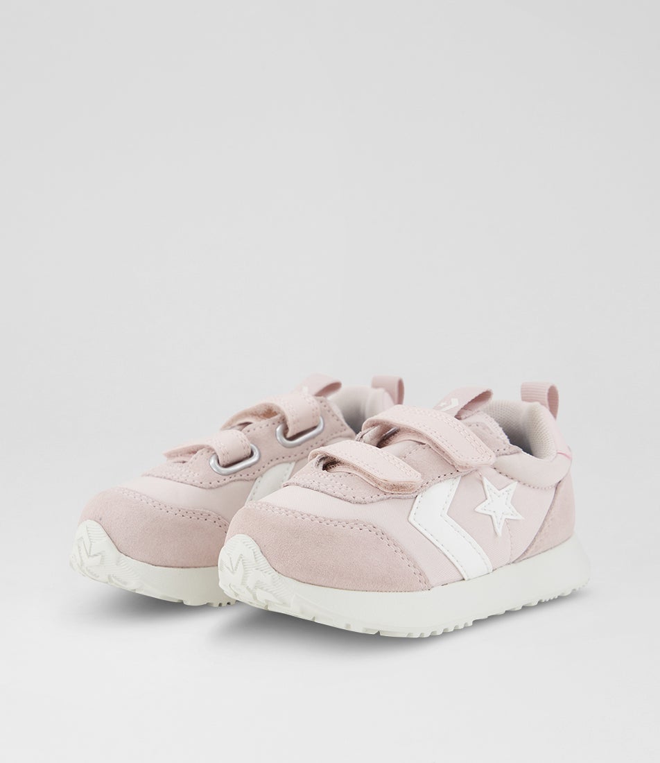 Omega Trainer Easy On Toddler Shy Flamingo White Fabric Sneakers