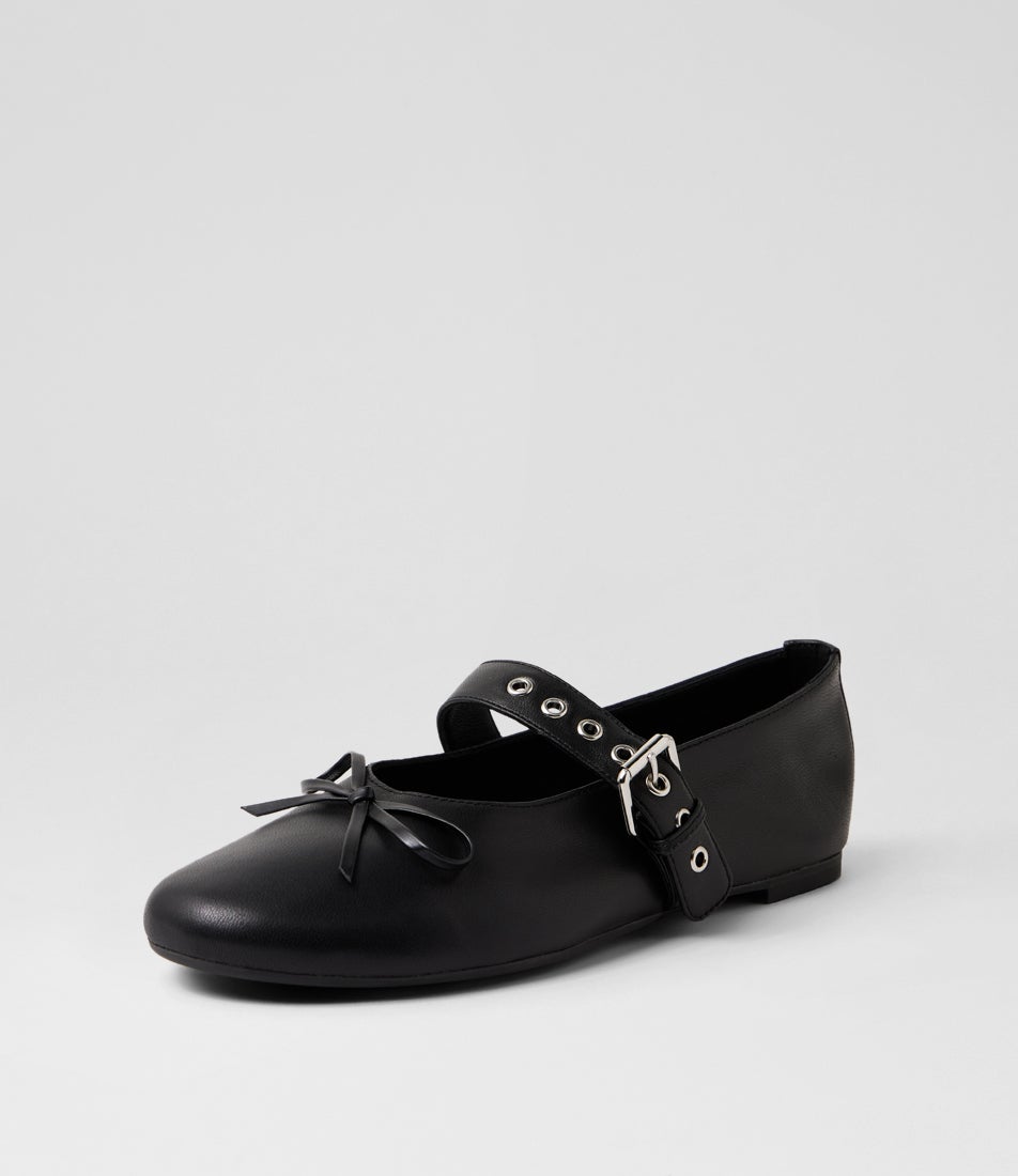 Carson Ebony Leather Ballet Flats