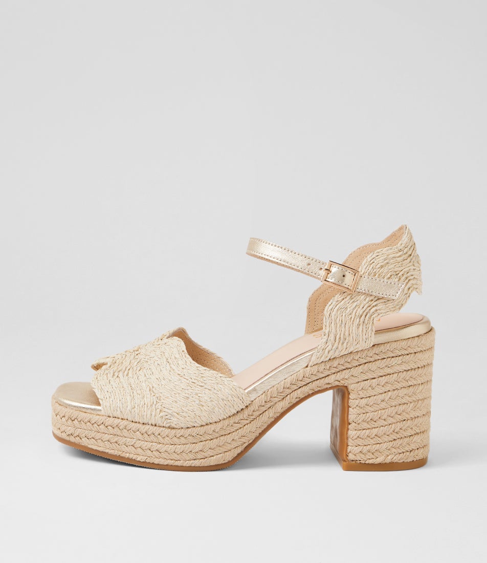 Marius Gold Syn Raffia Platform Sandals
