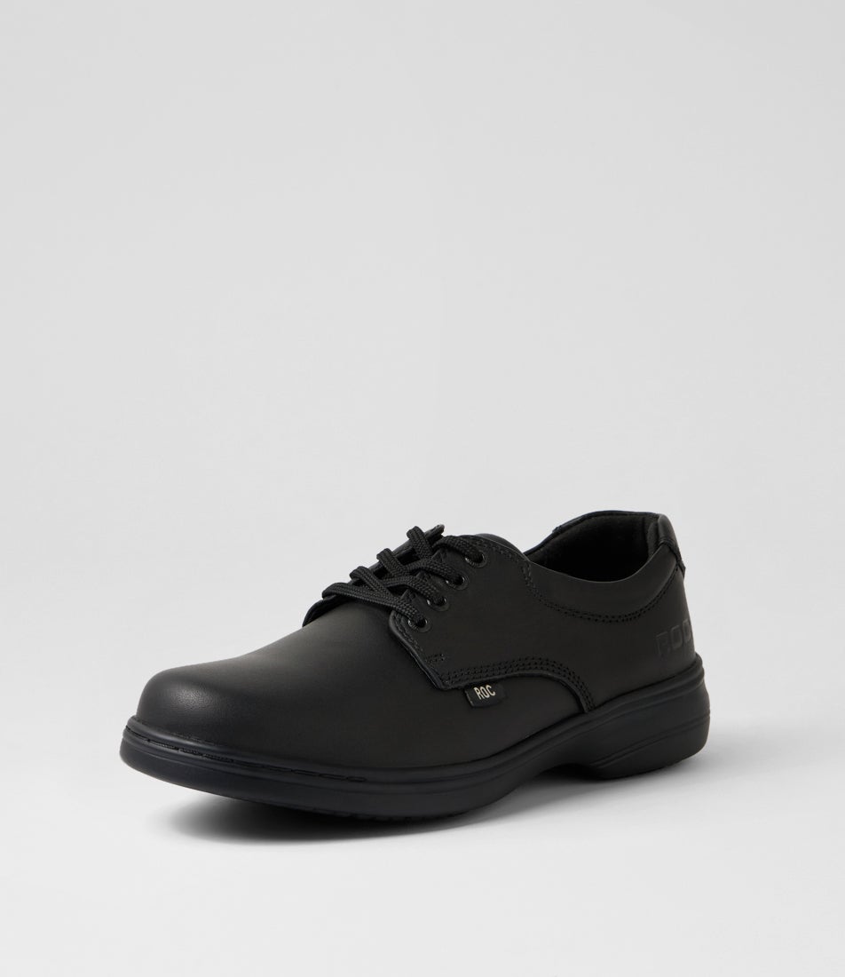 Elite Youth Black Leather Lace Up School Shoes