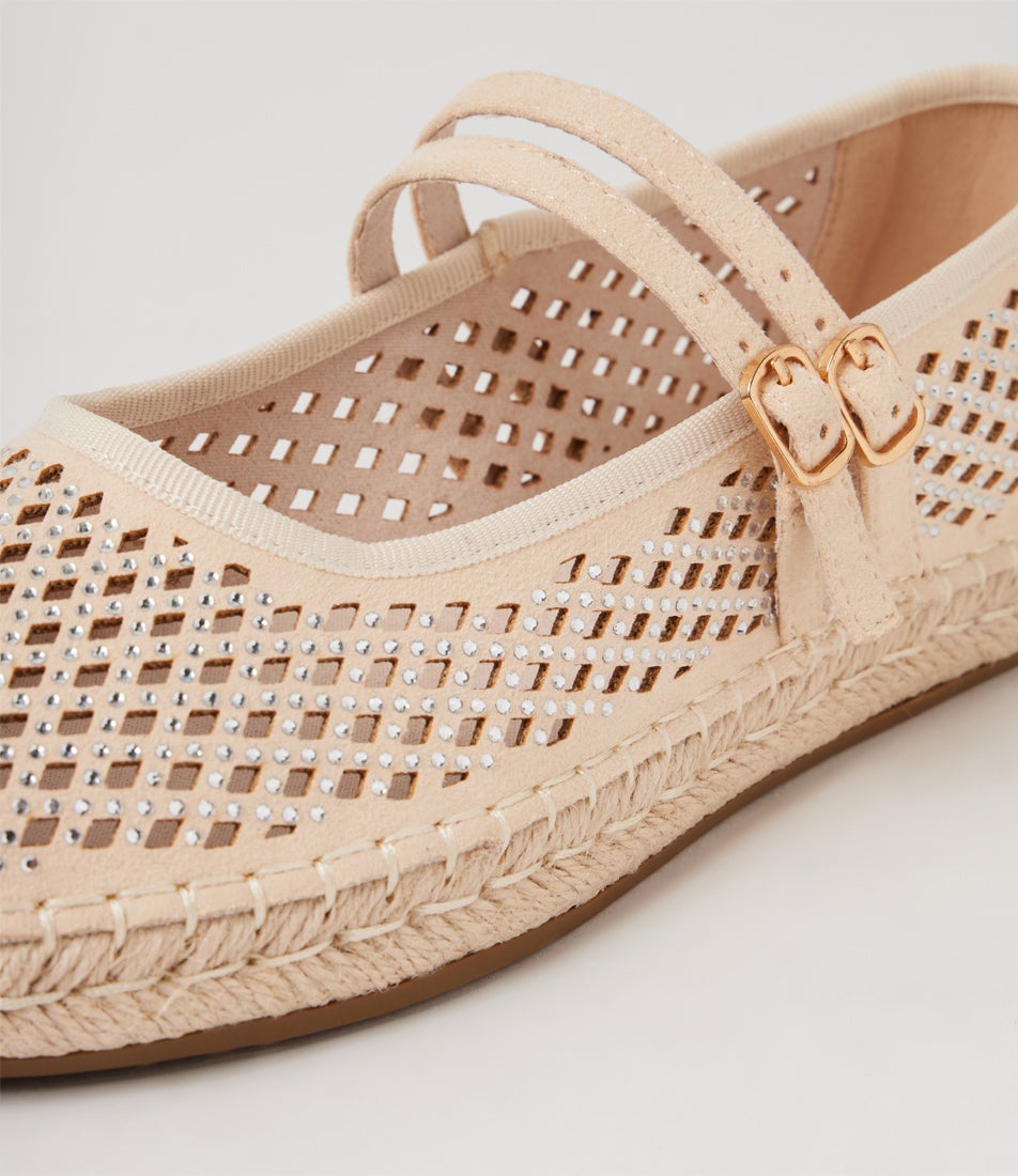 Ingrad Sand Microsuede Mary Janes