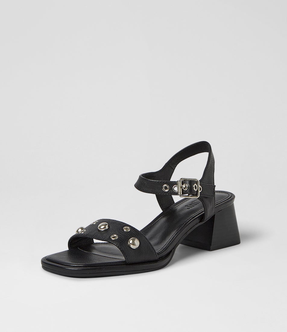 Mariell Black Leather Sandals