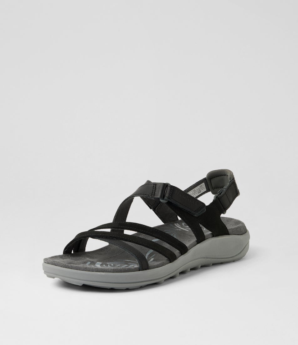 Harbor Backstrap Black Leather Sandals