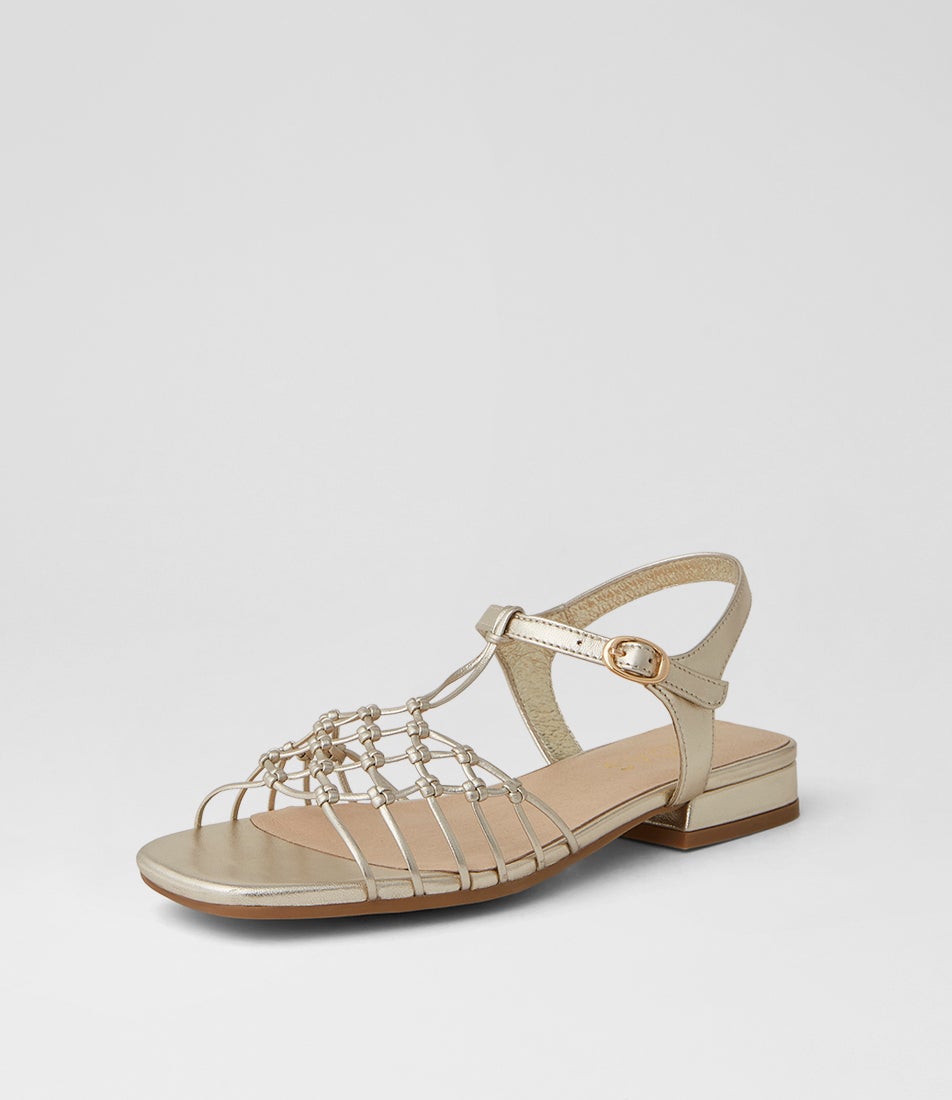 Niala Pale Gold Leather Sandals