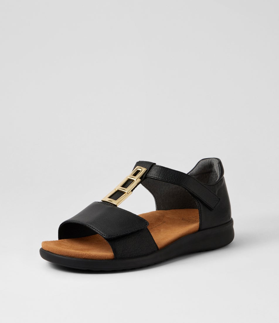 Briel Xw Black Leather Sandals