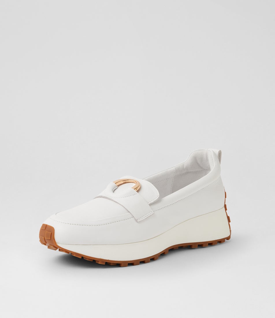 Zester White Leather Slip Ons