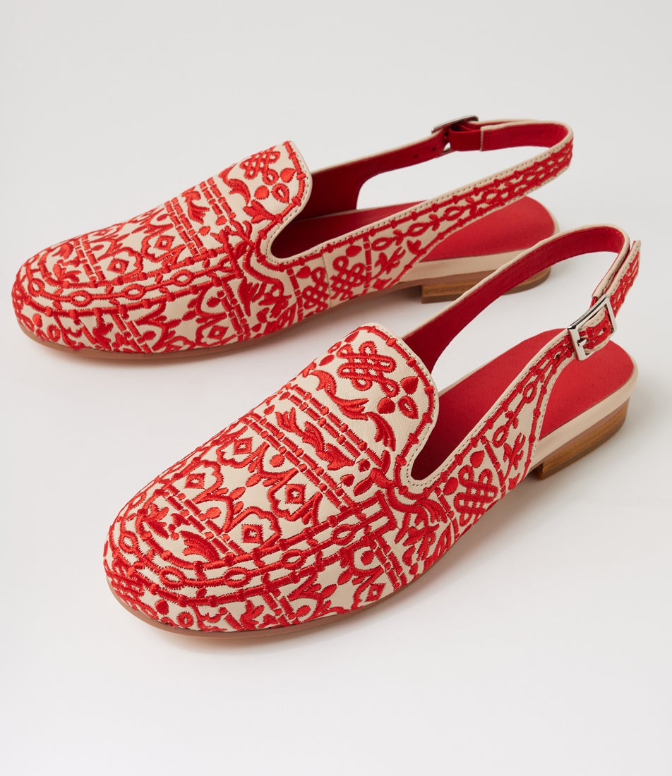Randies Vanilla Red Multi Flat Shoes