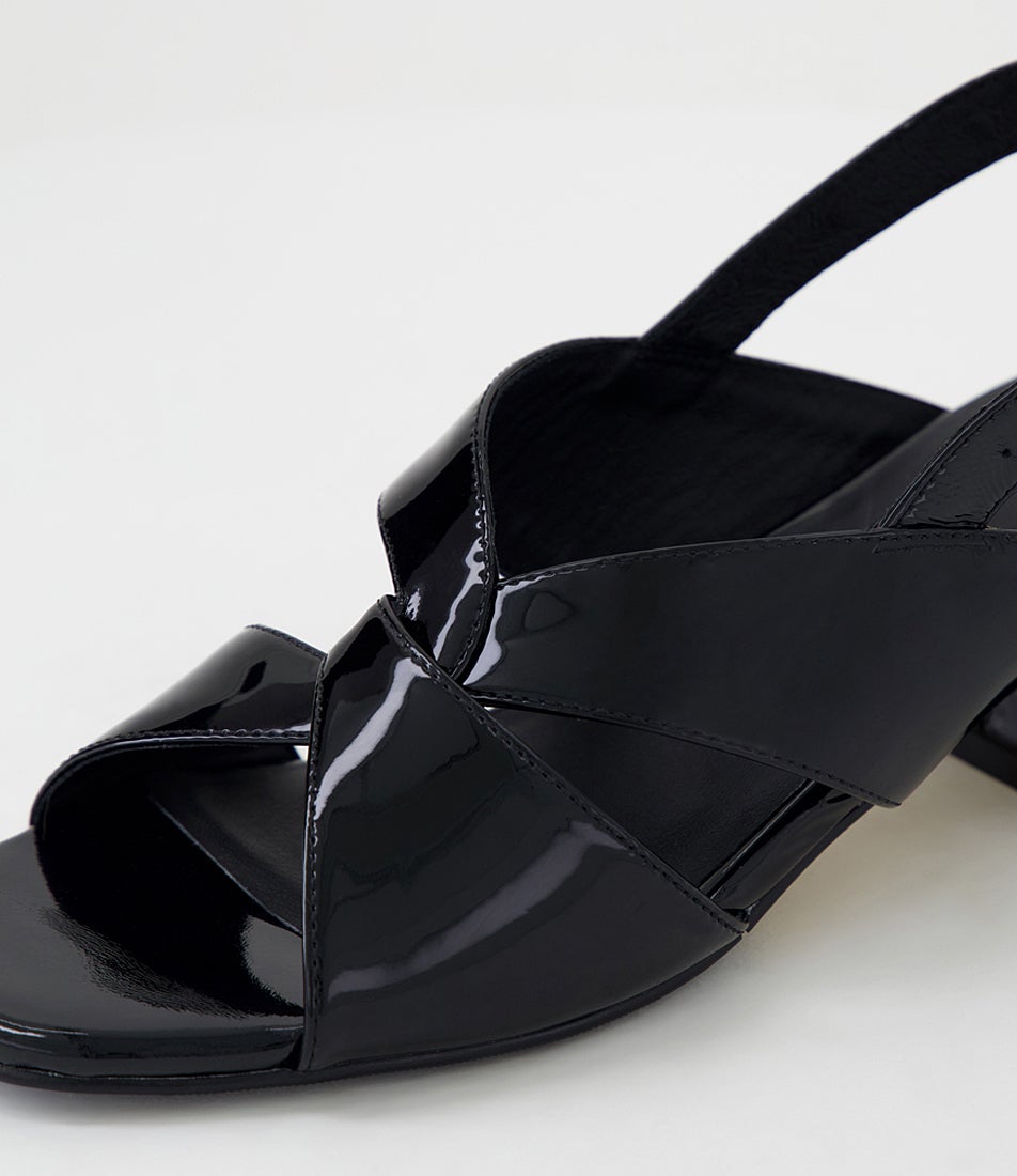 Carlen W Black Patent Leather Sandals