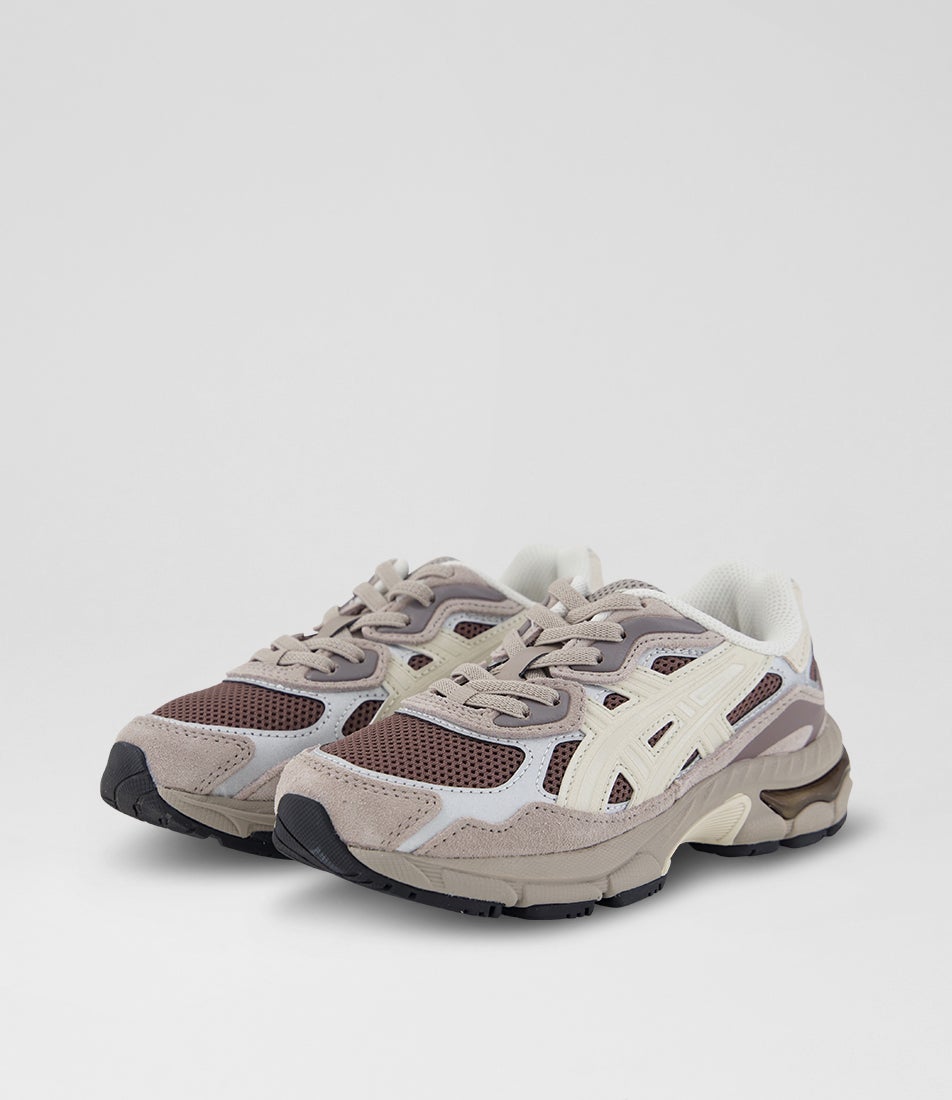 Gel Nyc Junior Cocoa Powder Cream Suede Lace Up Sneakers