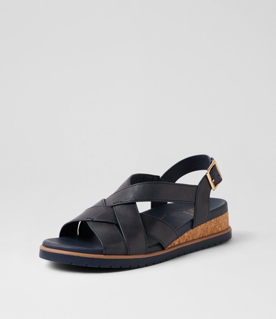 Viesto W Navy Leather Sandals