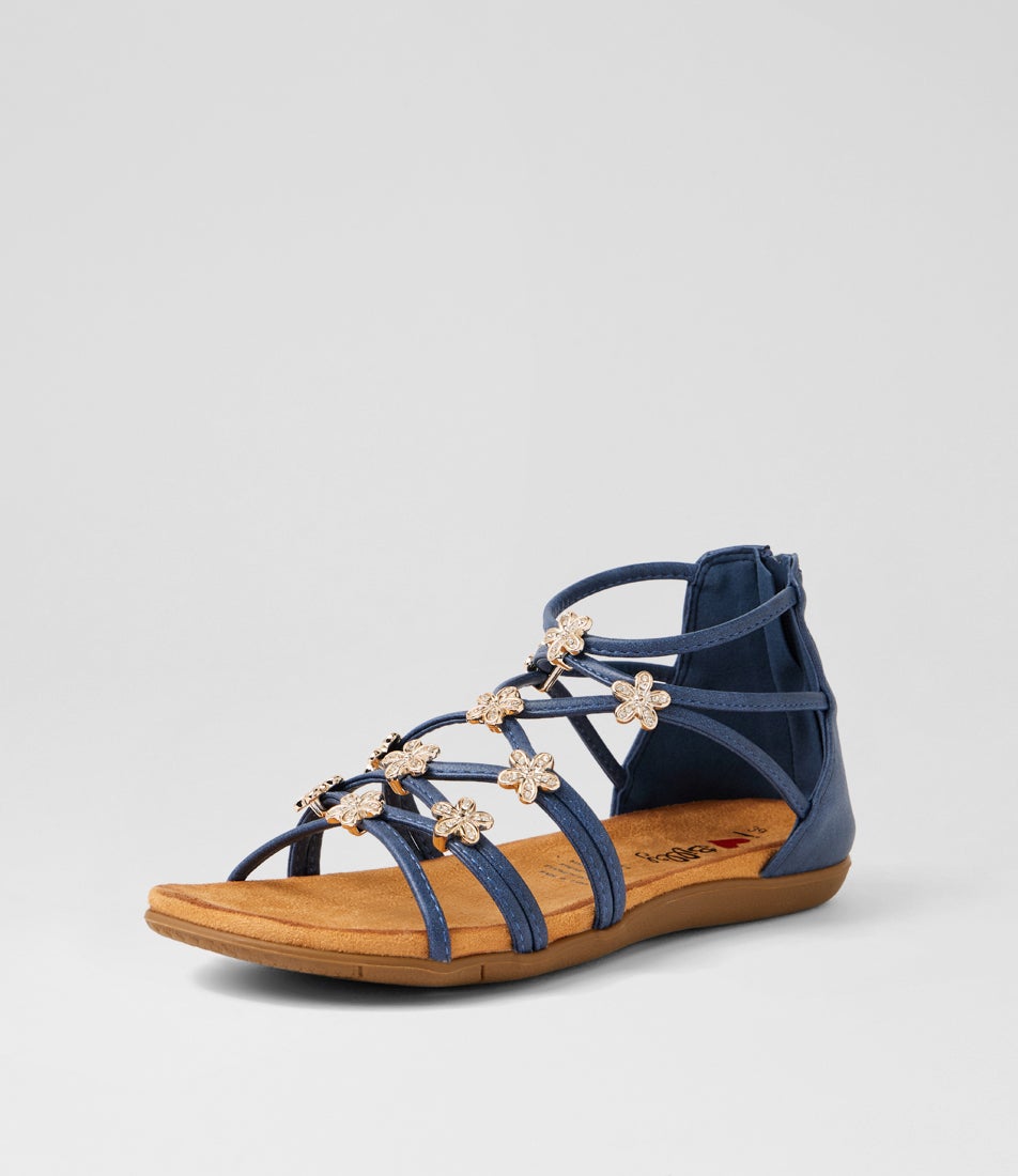 Falome Navy Strappy Sandals