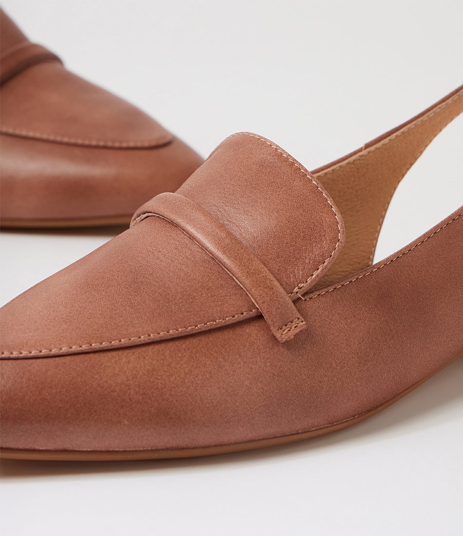 Dainer Coco Dark Natural Leather Flat Shoes
