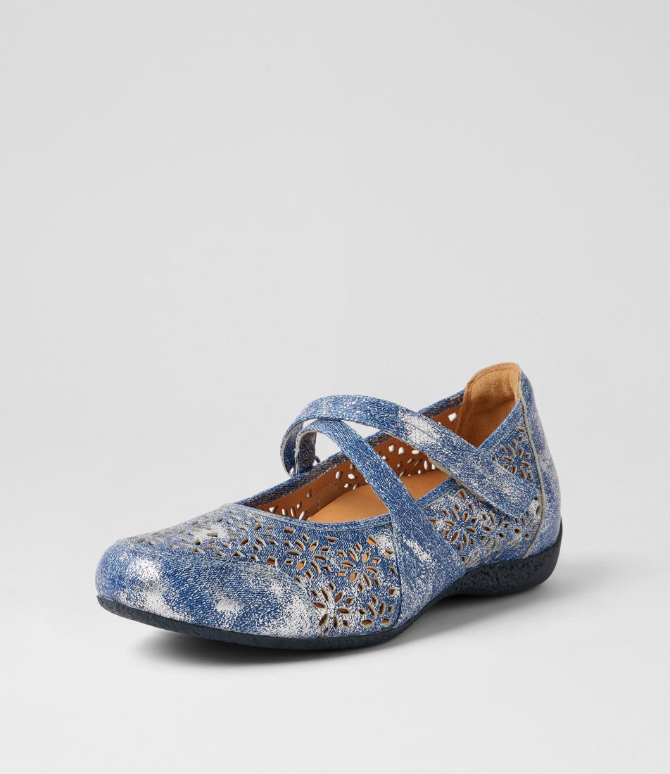 Xoddie W Denim Lizard Leather Mary Janes