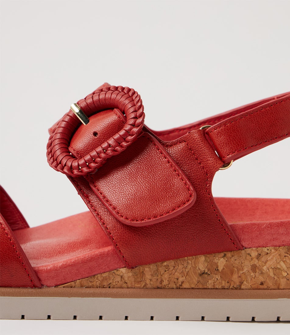 Vatch W Red Almond Leather Sandals