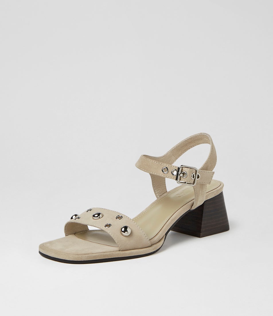 Mariell Stone Dark Brown Suede Sandals