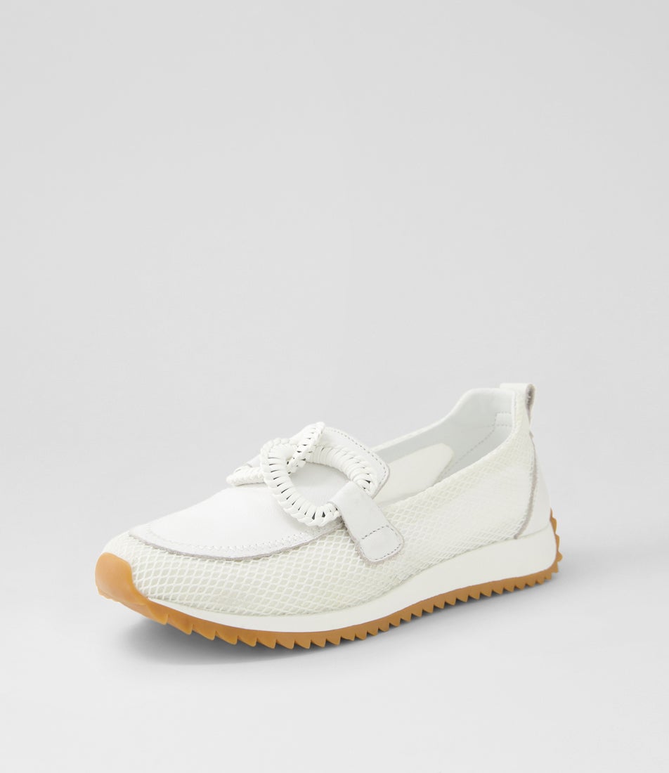 Darta White Mesh Leather Loafers