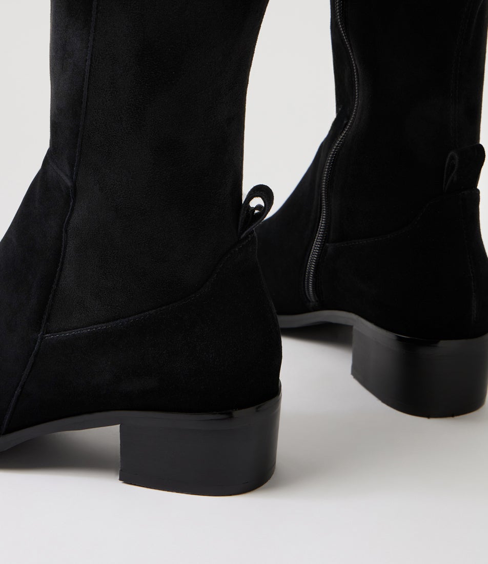 Oreos Black Suede Knee High Boots