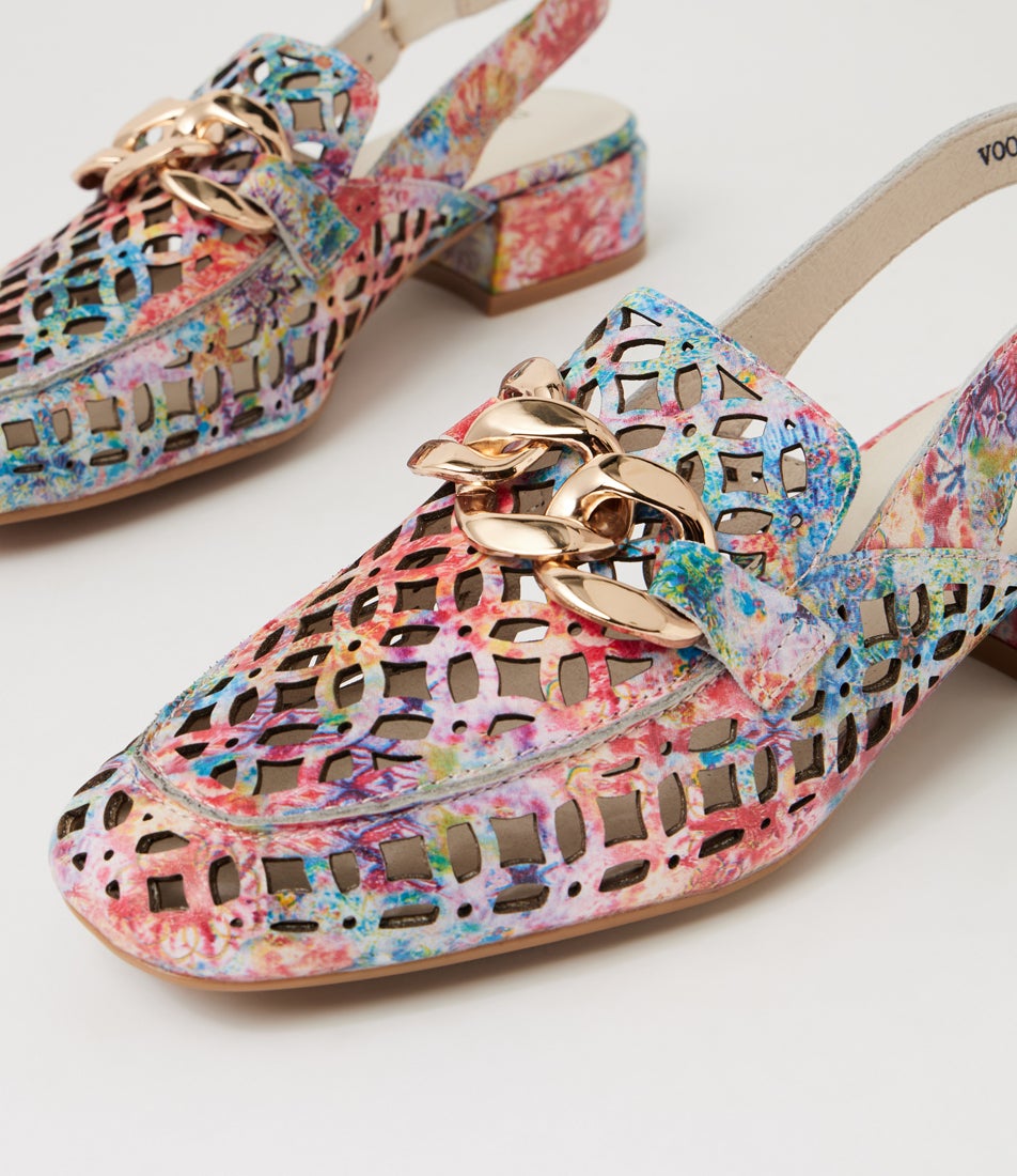 Vooper Red Multi Print Leather Heels