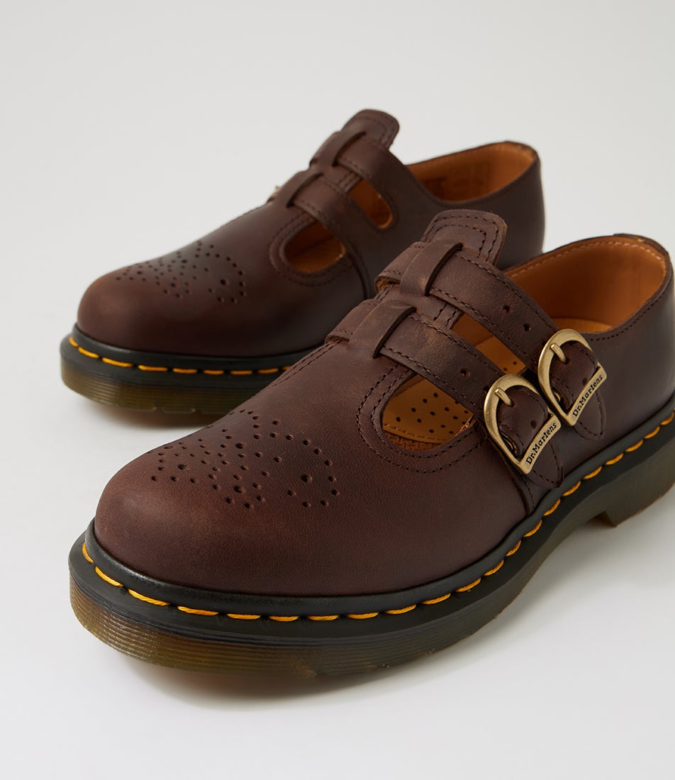 8065 Dark Brown Crazyhorse Leather Mary Janes