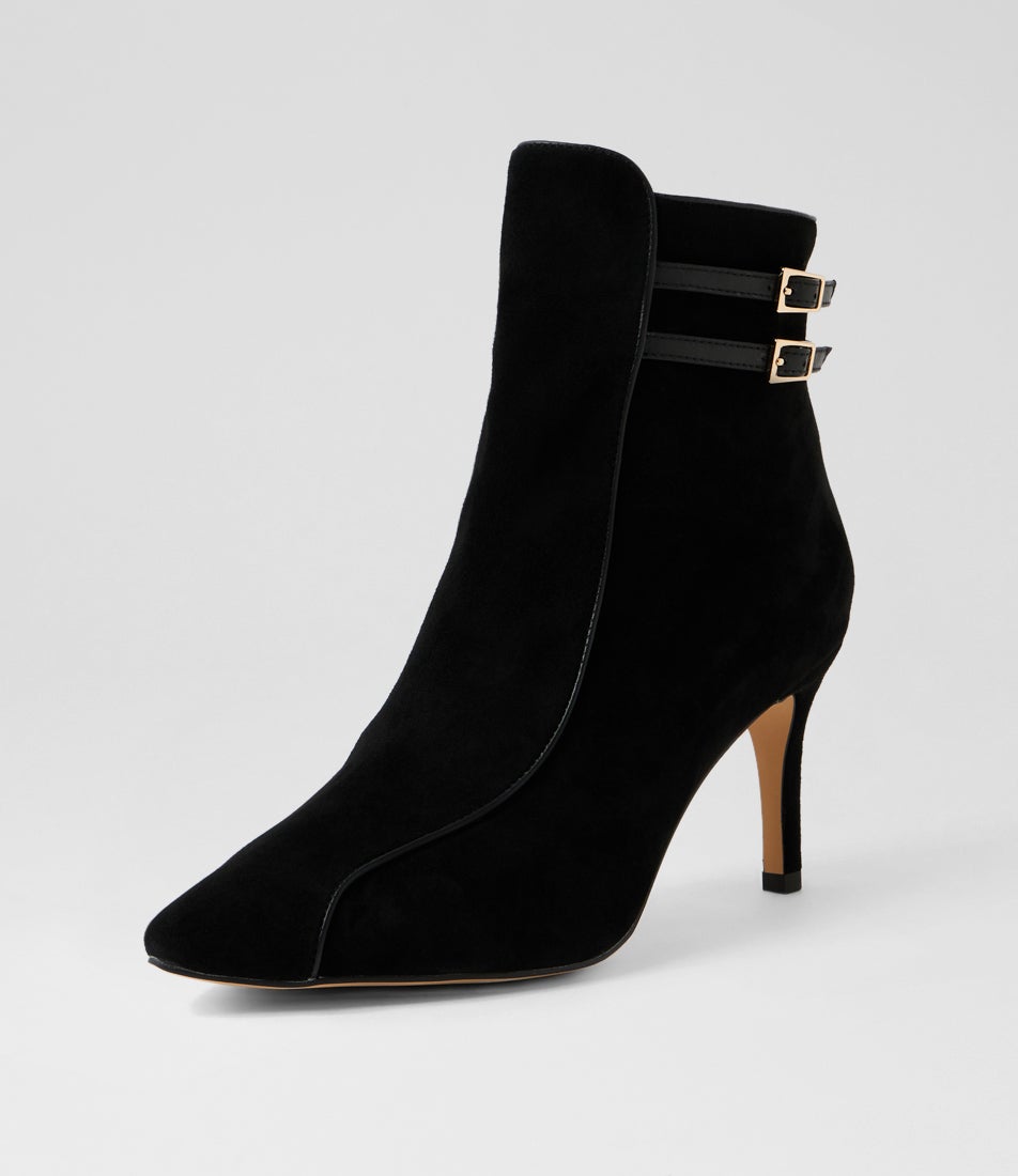 Brinna Black Suede Ankle Boots