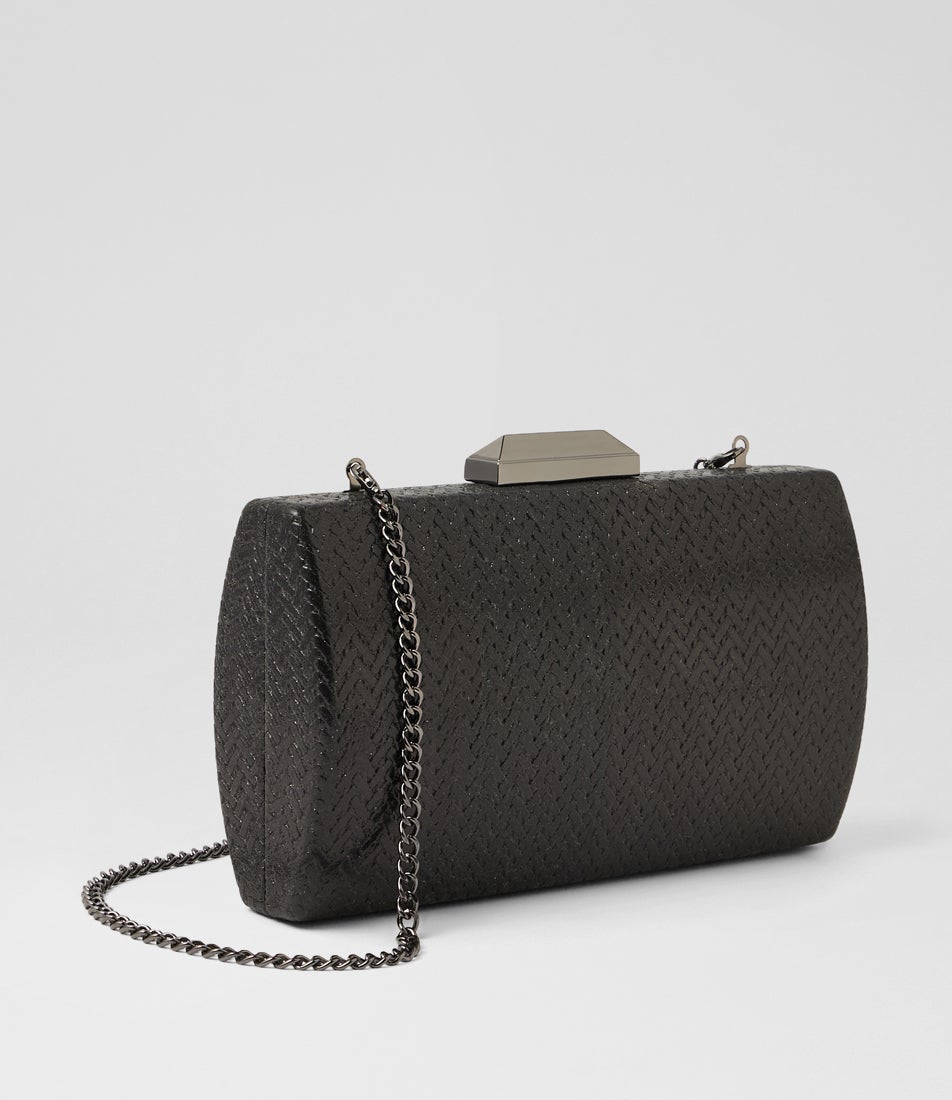 Marika Embossed Black Clutch