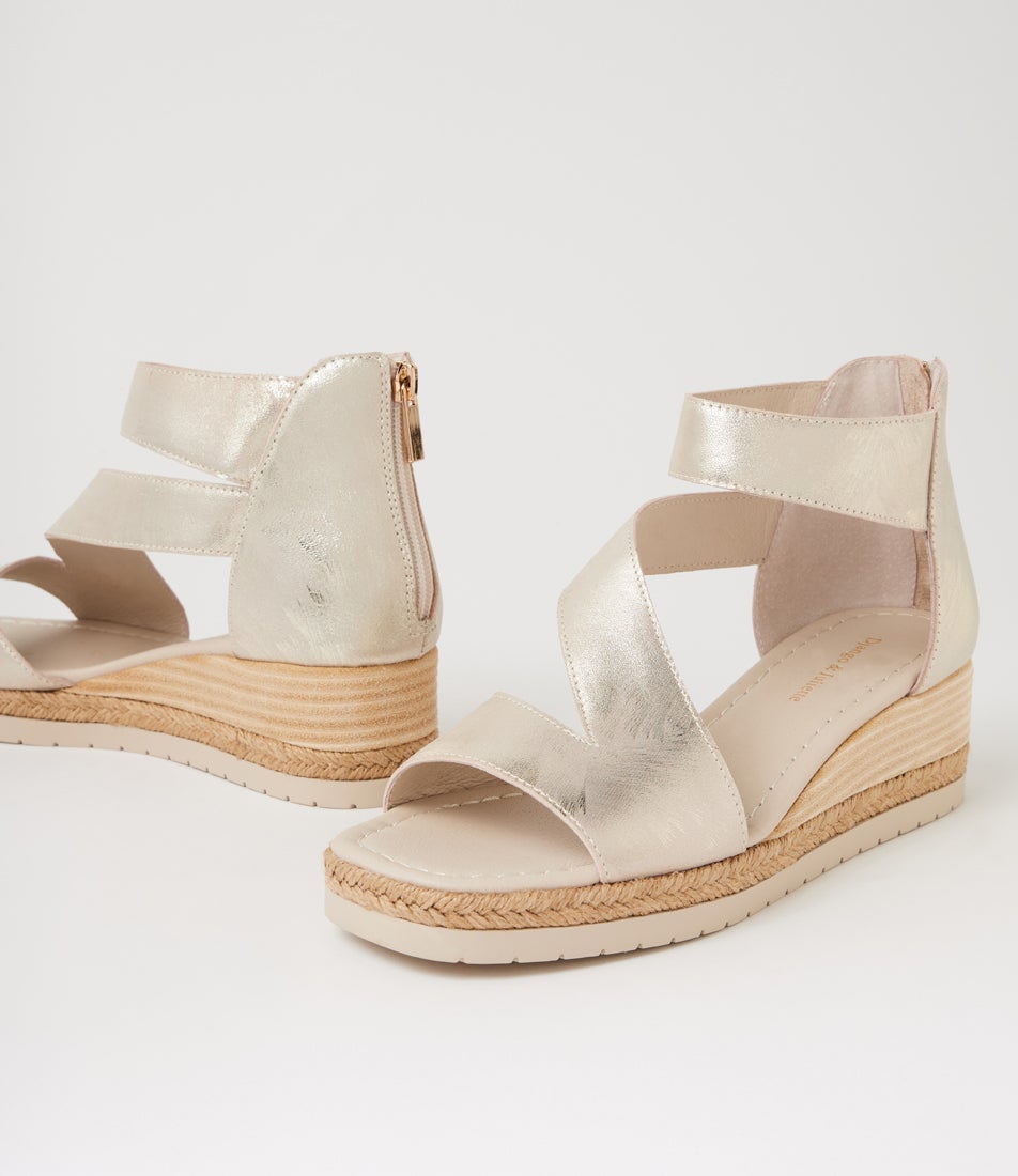 Ismet Pale Gold Scratch Leather Sandals