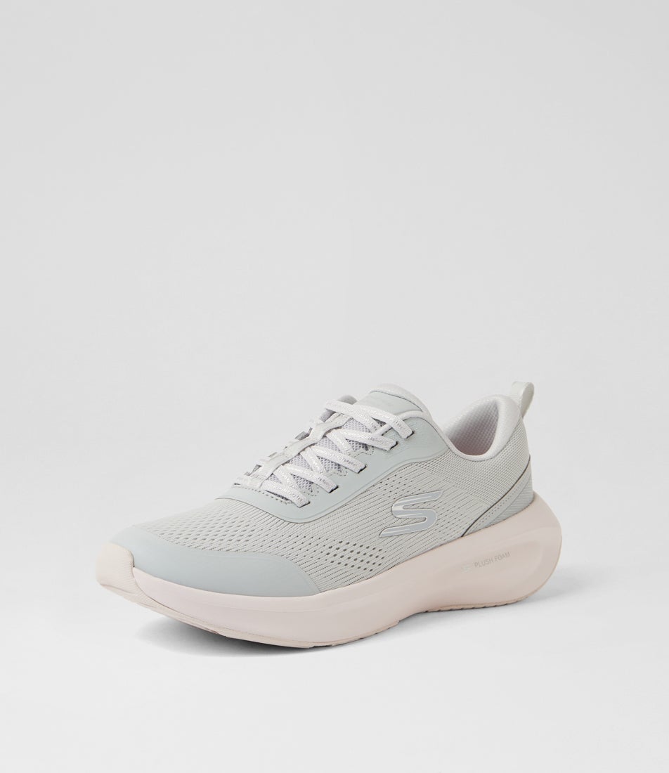 Skechers Plush Foam Grey Pink Mesh Sneakers