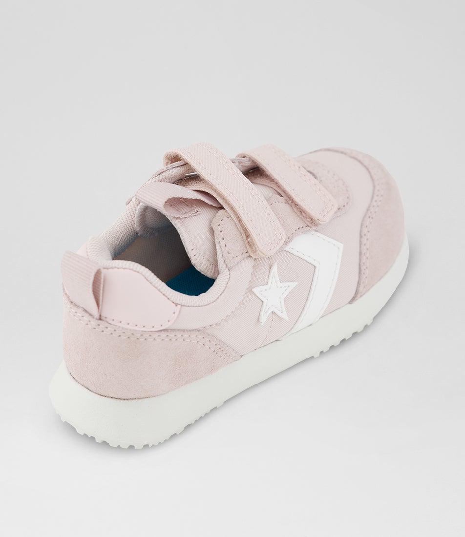 Omega Trainer Easy On Toddler Shy Flamingo White Fabric Sneakers